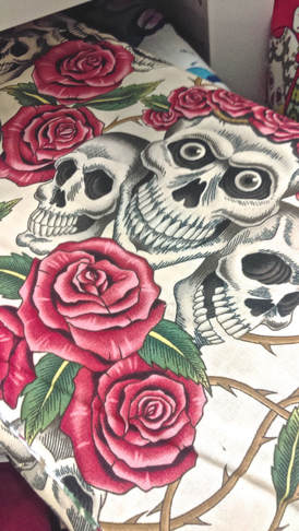 skulls and roses fabric