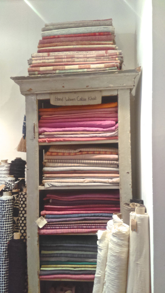 cottage chic fabric display