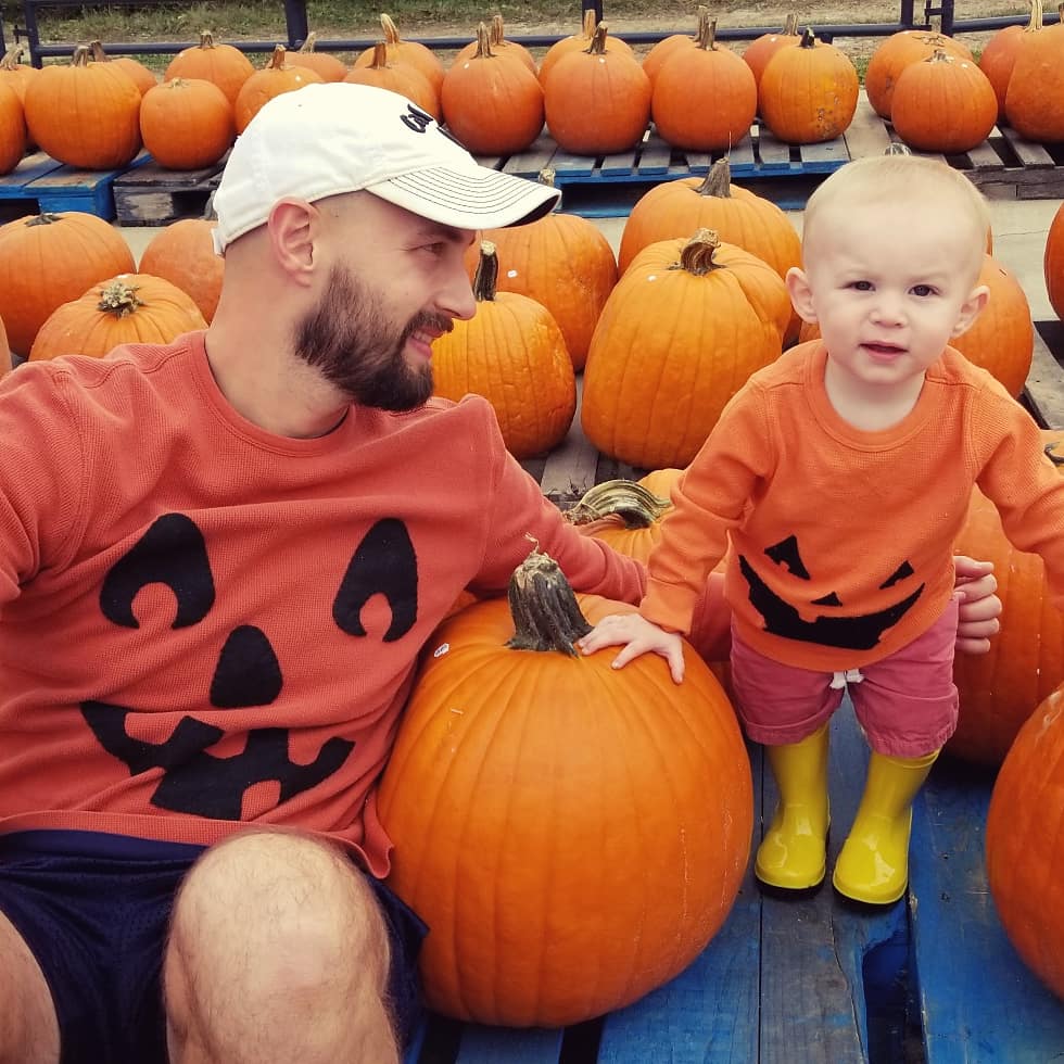 cute daddy and me matching pumpkin shirts
