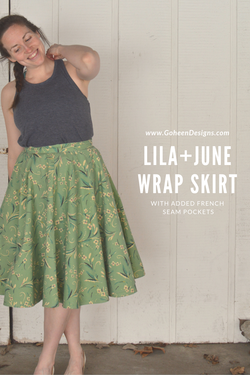 lila + june wrap skirt with added french seam pockets