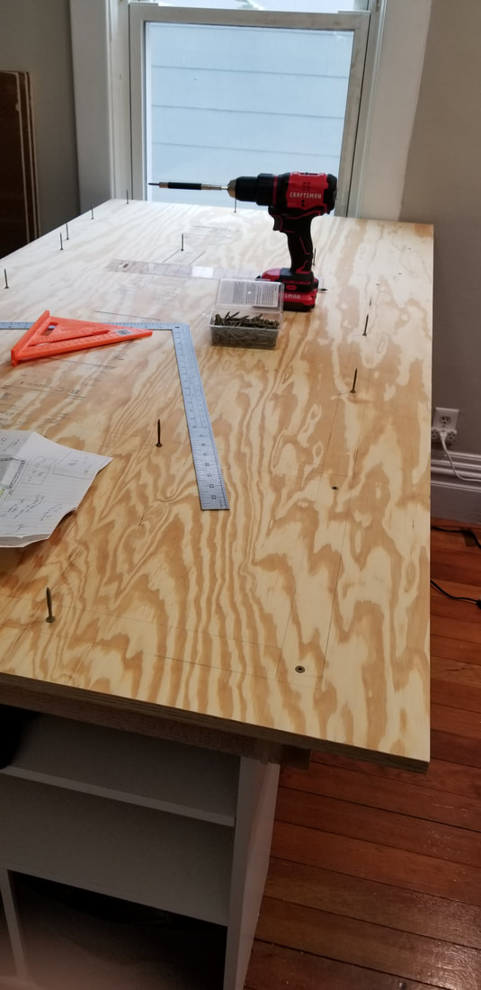 plywood table top for craft studio