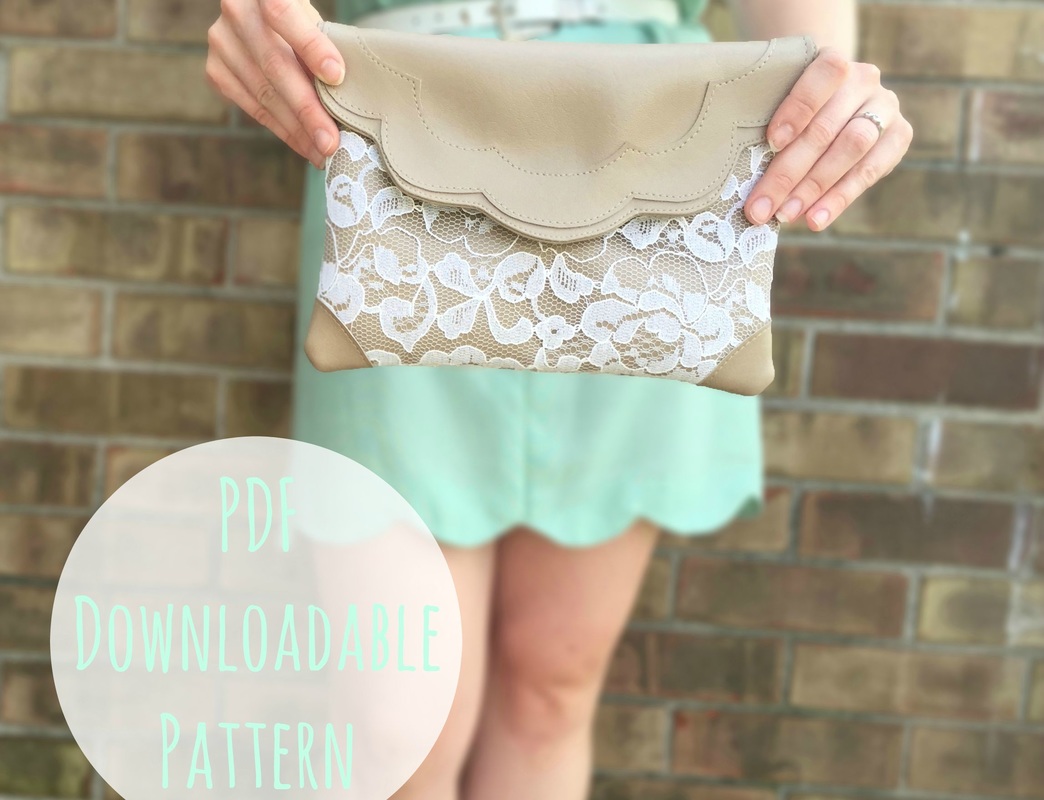pdf downloadable sewing pattern for a lace clutch