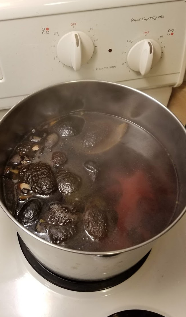 boiling avocado pits and skins for fabric dye