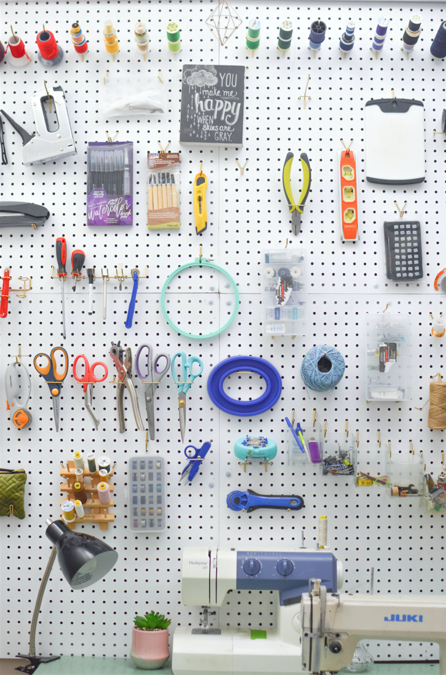 pegboard wall of sewing with eversewn