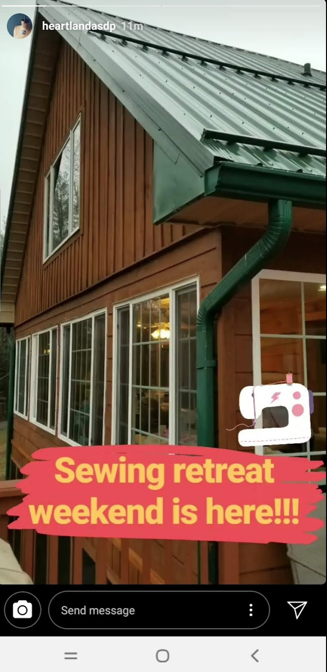 sewing retreat in a cabin