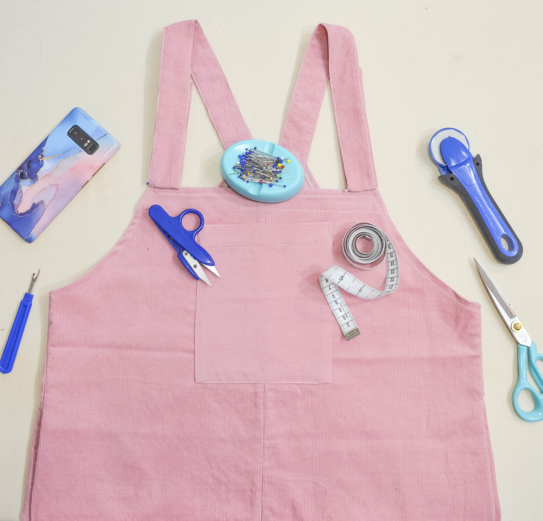 pink corduroy overalls sewing pattern
